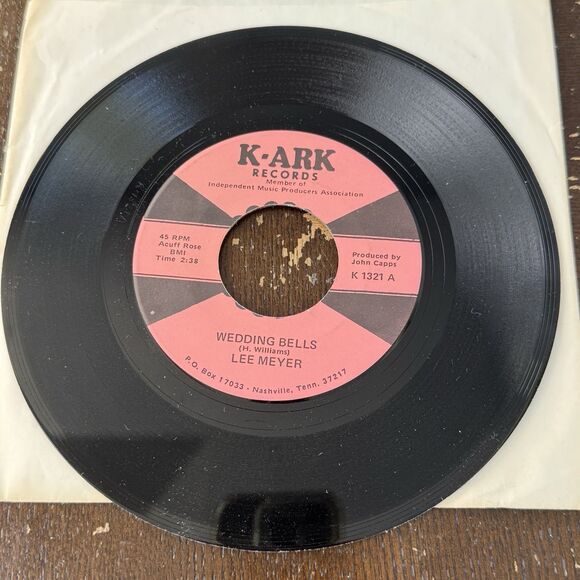 Lee Meyer K-Ark Records EX Vinyl 45 Wedding Bells - With This Ring I Thee Wed - Picture 2 of 5
